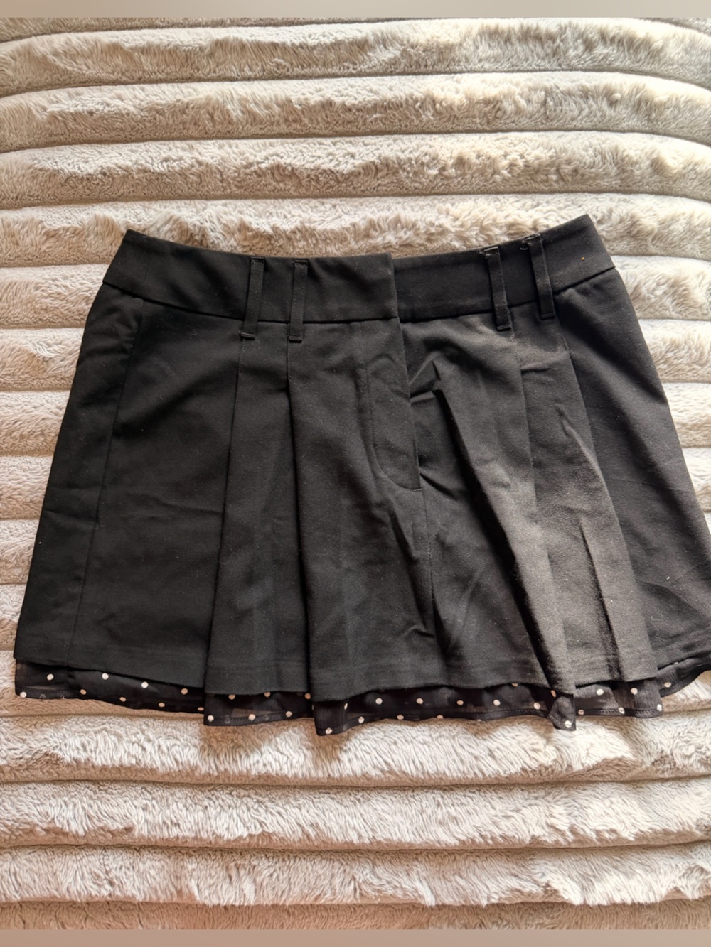 H&M Black A-Line Skirt with Polka Dot Trim | Sz 6